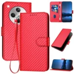 YX0070 Carbon Fiber Buckle Leather Phone Case with Lanyard, For OPPO Find X8, For OPPO Reno12 Global