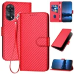 YX0070 Carbon Fiber Buckle Leather Phone Case with Lanyard, For OPPO Reno8 T 4G, For OPPO Find X6 Pro