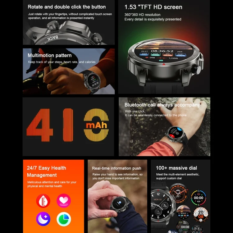EDA0065101_B8.webp DK68 1.53 inch IP67 BT 5.0 Fitness Sport Smart Watch, Support LED Flashlight / Bluetooth Call / Sleep / Blood Oxygen / Heart Rate / Blood Pressure Health Monitor - Image 9