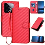 YX0070 Carbon Fiber Buckle Leather Phone Case with Lanyard, For Xiaomi 14 Pro, For Xiaomi 14