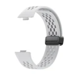 Hole Style Magnetic Folding Black Buckle Silicone Watch Band - Image 3