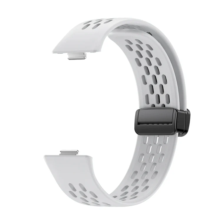 EDA006565401A_1.webp Hole Style Magnetic Folding Black Buckle Silicone Watch Band - Image 3