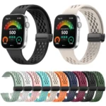 Hole Style Magnetic Folding Black Buckle Silicone Watch Band - Image 2