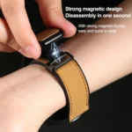 Crazy Horse Texture Fold Magnetic Buckle Leather Silicone Watch Band - Image 3
