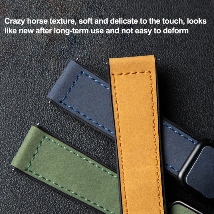 EDA0065657_B3.webp Crazy Horse Texture Fold Magnetic Buckle Leather Silicone Watch Band - Image 4