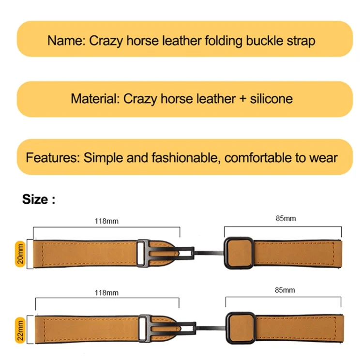 EDA0065657_B5.webp Crazy Horse Texture Fold Magnetic Buckle Leather Silicone Watch Band - Image 6