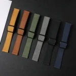 Crazy Horse Texture Fold Magnetic Buckle Leather Silicone Watch Band - Image 7