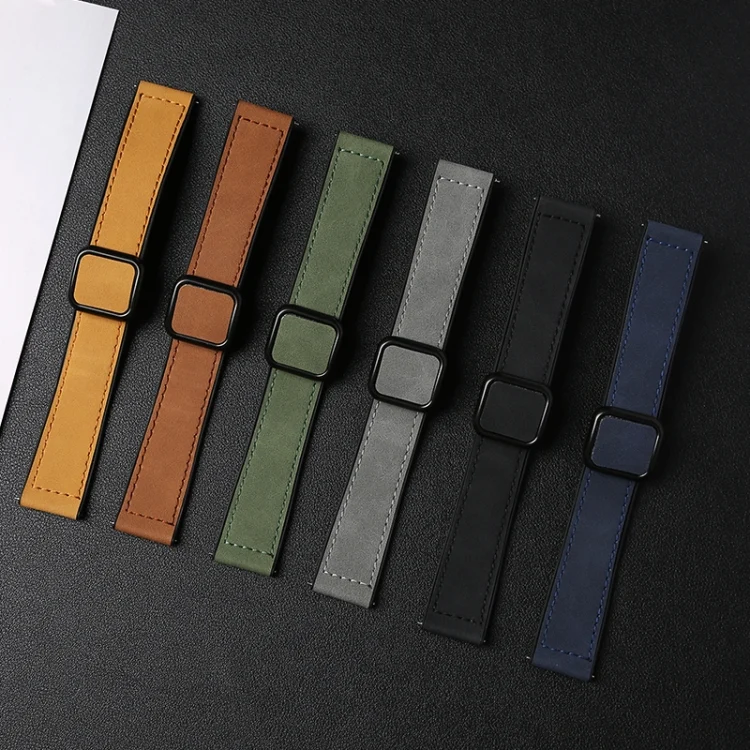 EDA0065657_B6.webp Crazy Horse Texture Fold Magnetic Buckle Leather Silicone Watch Band - Image 7