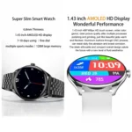 MT55 1.43 inch AMOLED HD Screen Ultra-thin Smart Call Health Watch, Leather Strap - Image 2