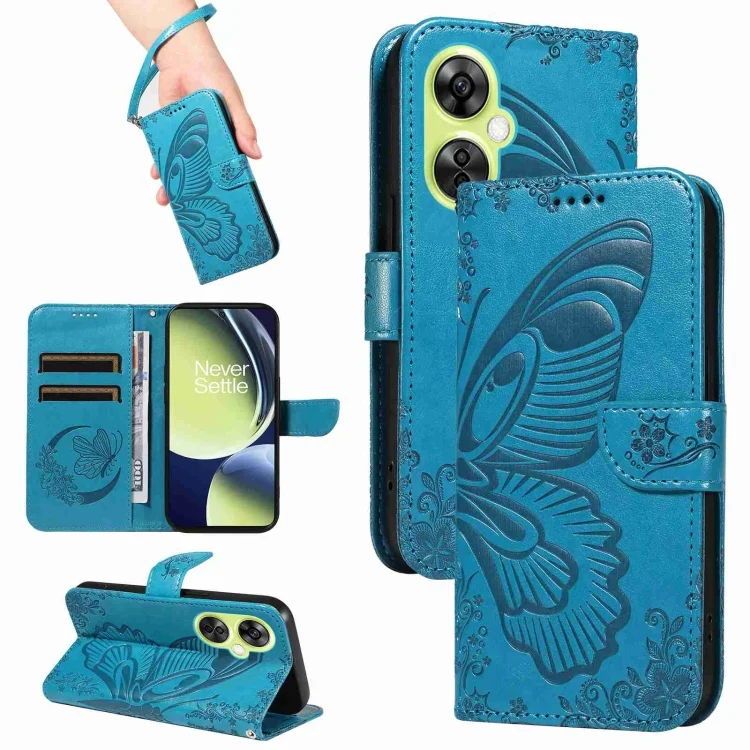 Swallowtail Butterfly Embossed Leather Phone Case, For OnePlus Nord CE 3 Lite, For OnePlus 11 5G, For OnePlus 10T / Ace Pro 5G