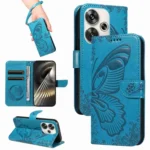 Swallowtail Butterfly Embossed Leather Phone Case, For Xiaomi Poco F6, For Xiaomi Redmi Note 13 Pro 4G, For Xiaomi Poco M6 Pro 4G