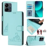 Cat Rat Embossed Pattern RFID PU Phone Case with Wrist Strap, For Xiaomi POCO M6 5G Global, For Xiaomi Redmi Note 13 4G Global, For Xiaomi Redmi K70E