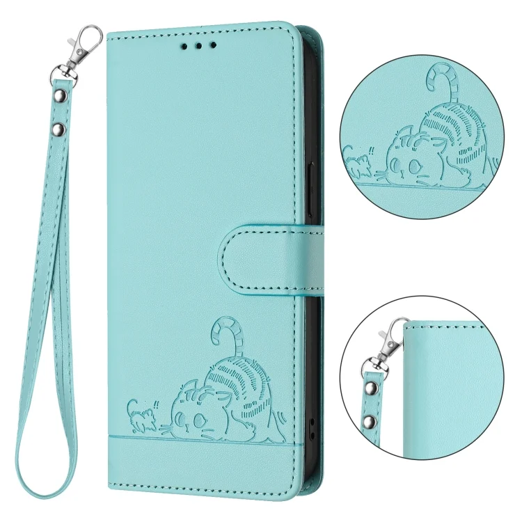 EDA006597810A_1.webp Cat Rat Embossed Pattern RFID PU Phone Case with Wrist Strap, For Xiaomi POCO M6 5G Global, For Xiaomi Redmi Note 13 4G Global, For Xiaomi Redmi K70E - Image 2