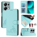 Cat Rat Embossed Pattern RFID PU Phone Case with Wrist Strap, For Xiaomi Redmi Note 13 Pro 4G Global, For Xiaomi POCO M6 Pro 4G, For Xiaomi POCO  X6 Neo 5G Global