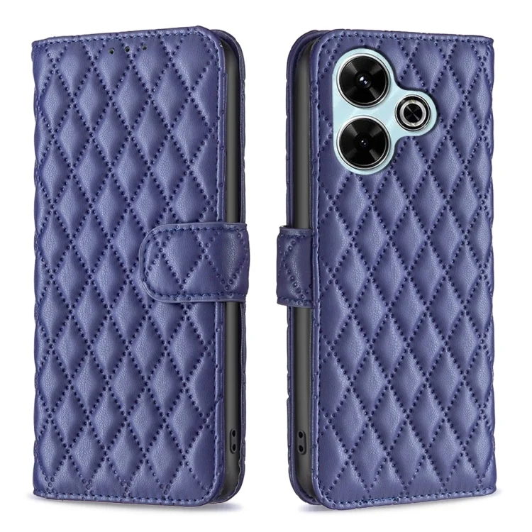 Diamond Lattice Wallet Flip Leather Phone Case, For Xiaomi Poco M6 4G / Redmi 13 4G