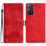 Cherry Blossom Butterfly Skin Feel Embossed PU Phone Case, For Xiaomi Redmi Note 11 4G Global, For Xiaomi Redmi 10