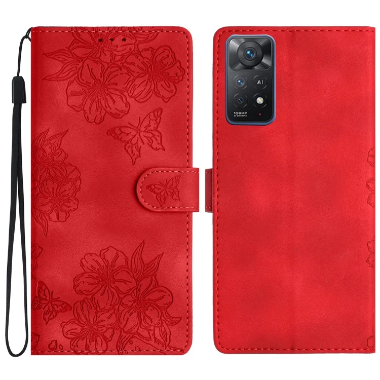 EDA006641818A.webp Cherry Blossom Butterfly Skin Feel Embossed PU Phone Case, For Xiaomi Redmi Note 11 4G Global, For Xiaomi Redmi 10 - Image 1