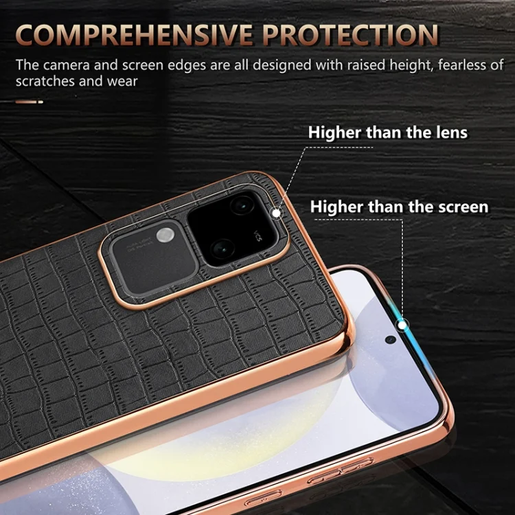 EDA006648507A_4.webp AZNS Electroplated Frame Crocodile Texture Full Coverage Phone Case, For vivo V30 / V30 Pro, For vivo X100 5G, For vivo S17 / S17 Pro / S17t, For vivo V29 / V29 Pro - Image 5
