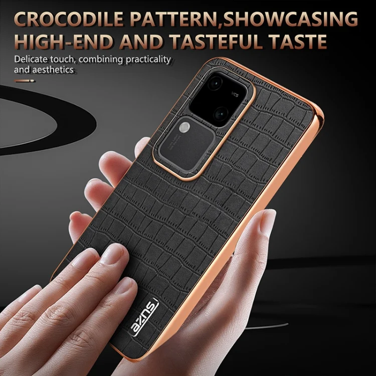EDA006648507A_6.webp AZNS Electroplated Frame Crocodile Texture Full Coverage Phone Case, For vivo V30 / V30 Pro, For vivo X100 5G, For vivo S17 / S17 Pro / S17t, For vivo V29 / V29 Pro - Image 7
