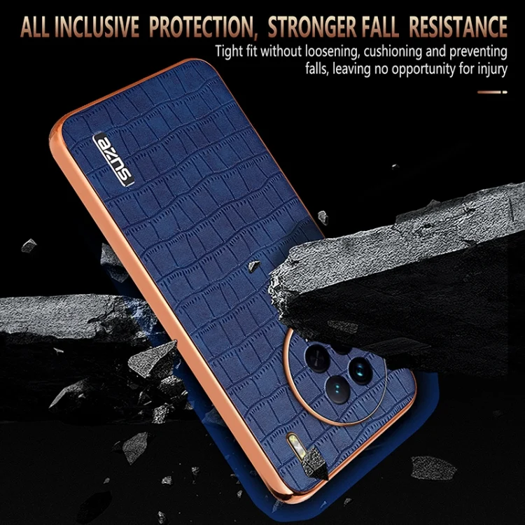 EDA006648510A_3.webp AZNS Electroplated Frame Crocodile Texture Full Coverage Phone Case, For vivo X90 / X90s, For vivo X90 Pro - Image 4