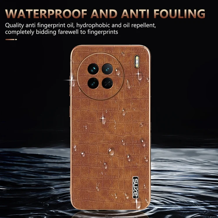 EDA006648510A_5.webp AZNS Electroplated Frame Crocodile Texture Full Coverage Phone Case, For vivo X90 / X90s, For vivo X90 Pro - Image 6