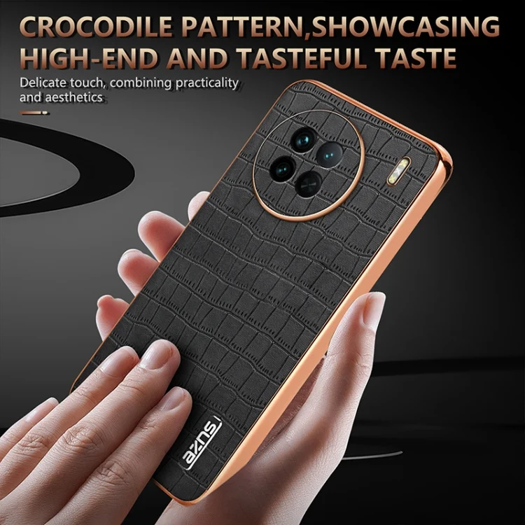 EDA006648510A_6.webp AZNS Electroplated Frame Crocodile Texture Full Coverage Phone Case, For vivo X90 / X90s, For vivo X90 Pro - Image 7