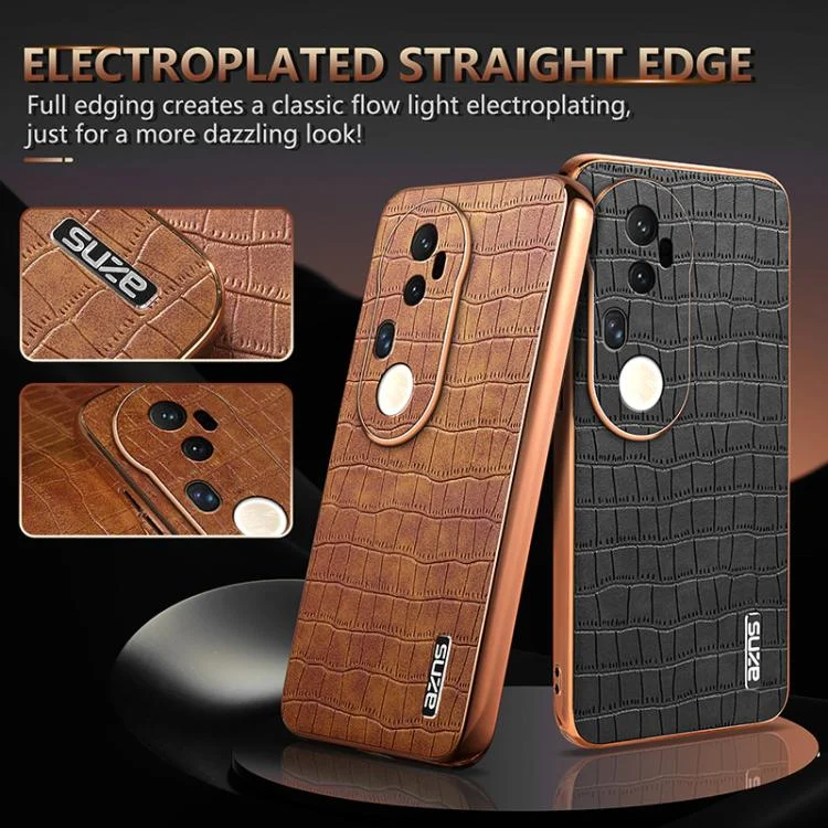 EDA006648515A_2.webp AZNS Electroplated Frame Crocodile Texture Full Coverage Phone Case, For vivo S20 Pro, For vivo X200, For vivo X200 Pro, For vivo S19 Pro - Image 3