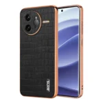AZNS Electroplated Frame Crocodile Texture Full Coverage Phone Case, For Redmi K80 Pro, For Redmi K80, For Redmi Note 14 5G, For Redmi Note 14 Pro+ 5G