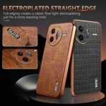 AZNS Electroplated Frame Crocodile Texture Full Coverage Phone Case, For Redmi K80 Pro, For Redmi K80, For Redmi Note 14 5G, For Redmi Note 14 Pro+ 5G - Image 3