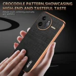 AZNS Electroplated Frame Crocodile Texture Full Coverage Phone Case, For Redmi K80 Pro, For Redmi K80, For Redmi Note 14 5G, For Redmi Note 14 Pro+ 5G - Image 7