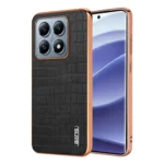 AZNS Electroplated Frame Crocodile Texture Full Coverage Phone Case, For Xiaomi 14T, For Xiaomi Poco F6 Pro, For Xiaomi Poco M6 Pro, For Xiaomi Poco X6 Pro