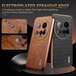 AZNS Electroplated Frame Crocodile Texture Full Coverage Phone Case, For Xiaomi 15 Ultra, For Xiaomi 15 Pro, For Xiaomi 15, For Xiaomi 14T Pro - Image 3