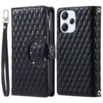 Glitter Lattice Zipper Wallet Leather Phone Case, For Xiaomi Redmi 13 4G