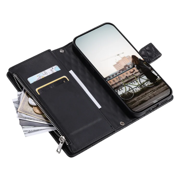 EDA006660501A_3.webp Glitter Lattice Zipper Wallet Leather Phone Case, For Xiaomi Redmi 13 4G - Image 4