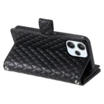 Glitter Lattice Zipper Wallet Leather Phone Case, For Xiaomi Redmi 13 4G - Image 5
