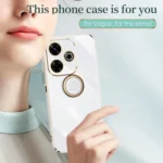 XINLI Straight Edge 6D Electroplate TPU Phone Case with Ring Holder, For Redmi 13 4G, For Xiaomi Redmi Turbo 3 - Image 2