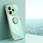 XINLI Straight Edge 6D Electroplate TPU Phone Case with Ring Holder, For Redmi Note 14 5G Global, For Redmi K70 Ultra