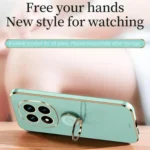 XINLI Straight Edge 6D Electroplate TPU Phone Case with Ring Holder, For Redmi Note 14 Pro 4G Global, For Redmi Note 14 4G 163.25mm - Image 4