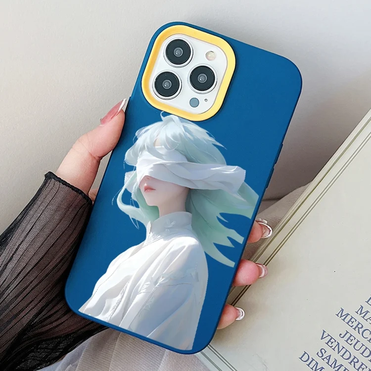 Blindfold Girl PC Hybrid TPU Phone Case, For iPhone 15 Pro Max, For iPhone 15 Pro