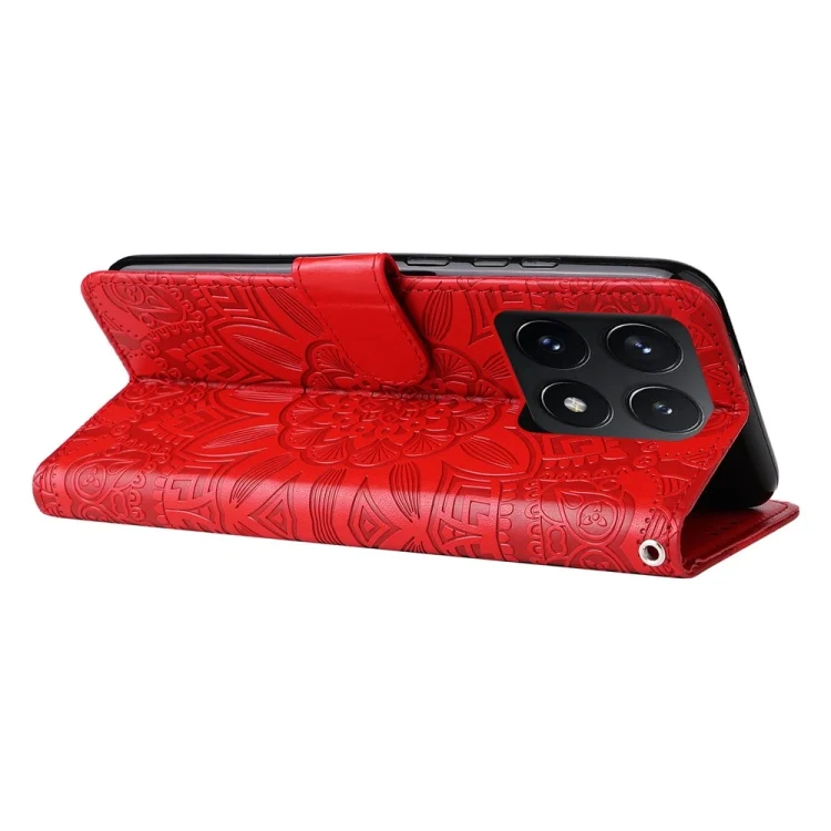 EDA006682902A_4.webp Embossed Sunflower Leather Phone Case, For Xiaomi 14T, For Xiaomi Poco F6 - Image 5