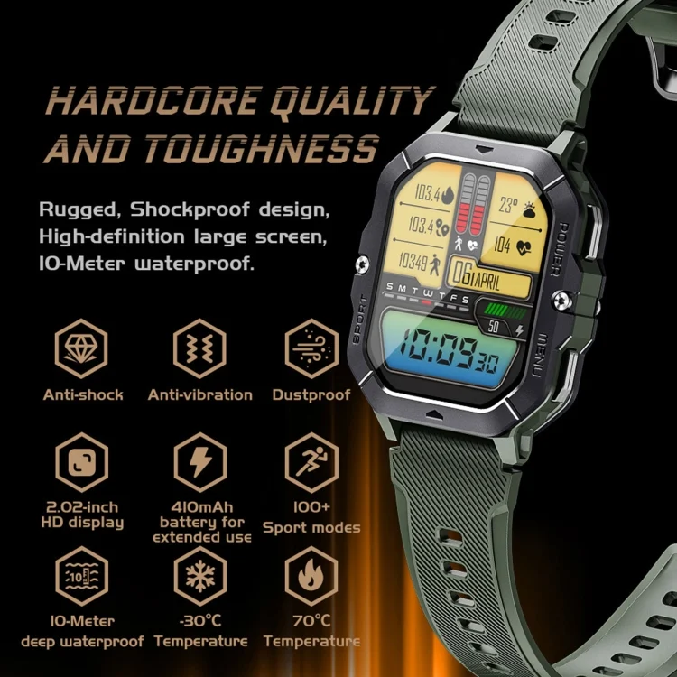 EDA0066879_B6.webp LEMFO C28 2.02 inch Sport Smart Watch, Support Bluetooth Call / Sleep / Blood Oxygen / Heart Rate / Blood Pressure Health Monitor - Image 7