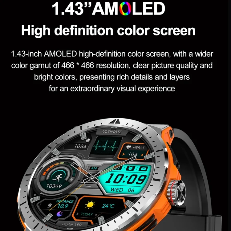 EDA0066895_B4.webp LEMFO HK52 1.43 inch BT5.3 IP68 Sport Smart Watch, Support Bluetooth Call / Message Notification / Heart Rate / Blood Pressure Health Monitor - Image 5