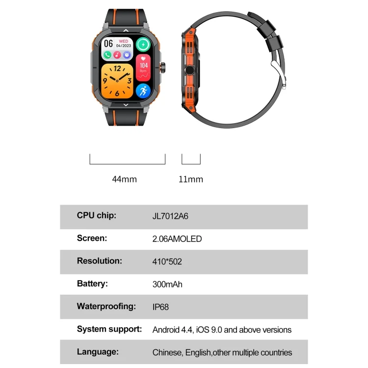 EDA0066896_B2.webp LEMFO HK56 2.06 inch BT5.3 IP68 Sport Smart Watch, Support Bluetooth Call / Message Notification / Heart Rate / Blood Pressure Health Monitor - Image 3