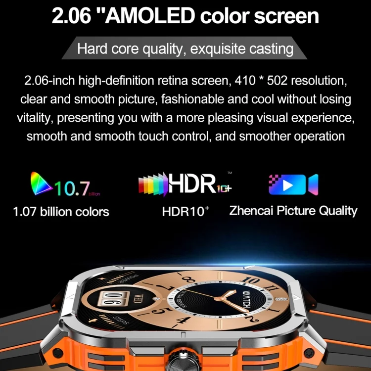 EDA0066896_B3.webp LEMFO HK56 2.06 inch BT5.3 IP68 Sport Smart Watch, Support Bluetooth Call / Message Notification / Heart Rate / Blood Pressure Health Monitor - Image 4