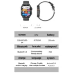 HK96S 2.06 inch BT5.3 IP68 Sport Smart Watch, Support Bluetooth Call / Sleep / Blood Oxygen / Heart Rate / Blood Pressure Health Monitor - Image 2