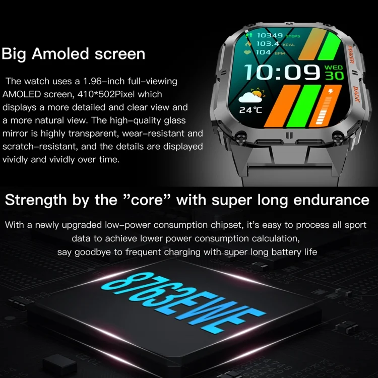 EDA0066912_B7.webp LEMFO K61 Pro 1.96 inch BT5.0 Sport Smart Watch, Support Bluetooth Call / Sleep / Blood Oxygen / Heart Rate / Blood Pressure Health Monitor - Image 8