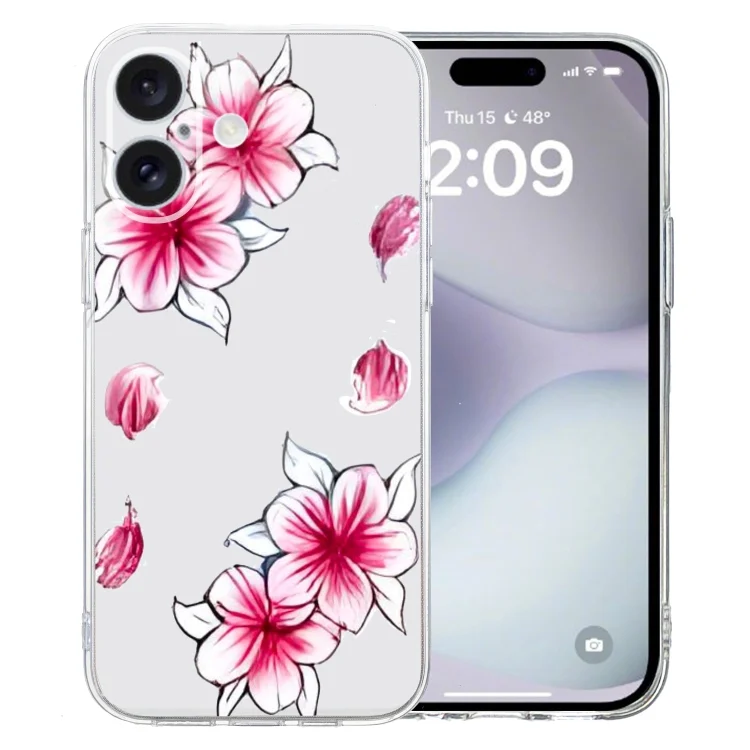 Colored Drawing Pattern Transparent TPU Phone Case, For iPhone 16 Plus, For iPhone 16