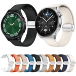 Magnetic Silver Buckle Silicone Leather Watch Band - Image 2