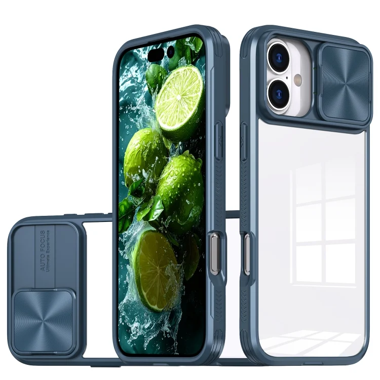 Sliding Camshield Acrylic Hybrid TPU Phone Case, For iPhone 16 Plus, For iPhone 16