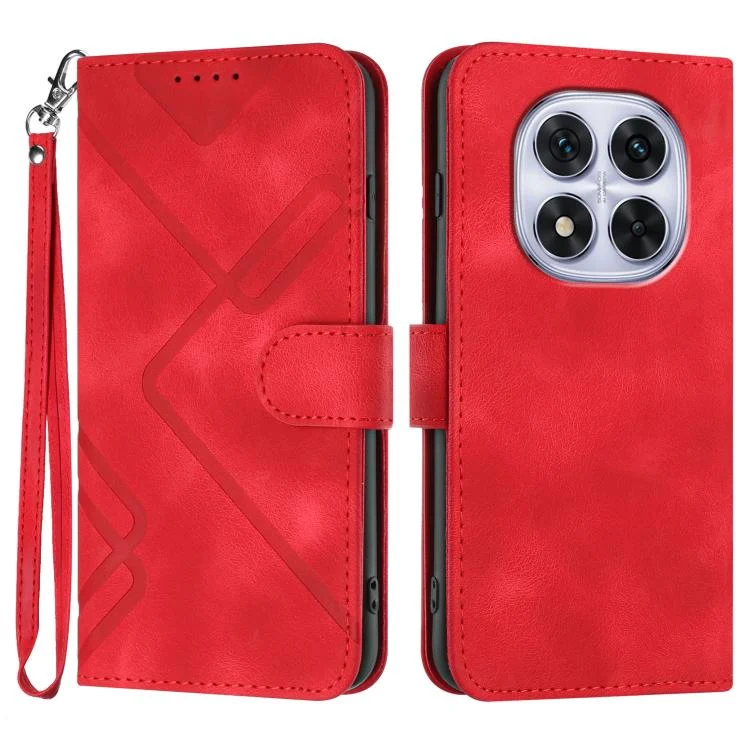 Line Pattern Skin Feel Leather Phone Case, For Redmi Note 14 Pro 4G, For Redmi Note 14 4G 163.25mm, For Redmi Note 14 5G